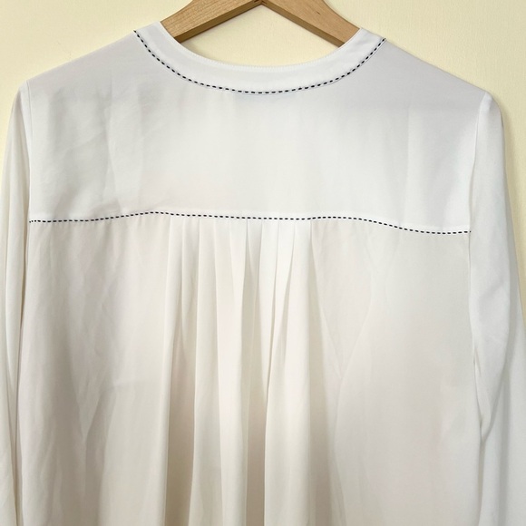 Lane Bryant Womens Shirt 18/20 Long Sleeve White Black Tunic Popover Chiffon Top - Picture 4 of 15
